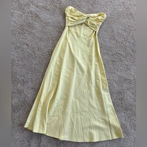Lemon yellow strapless dress
